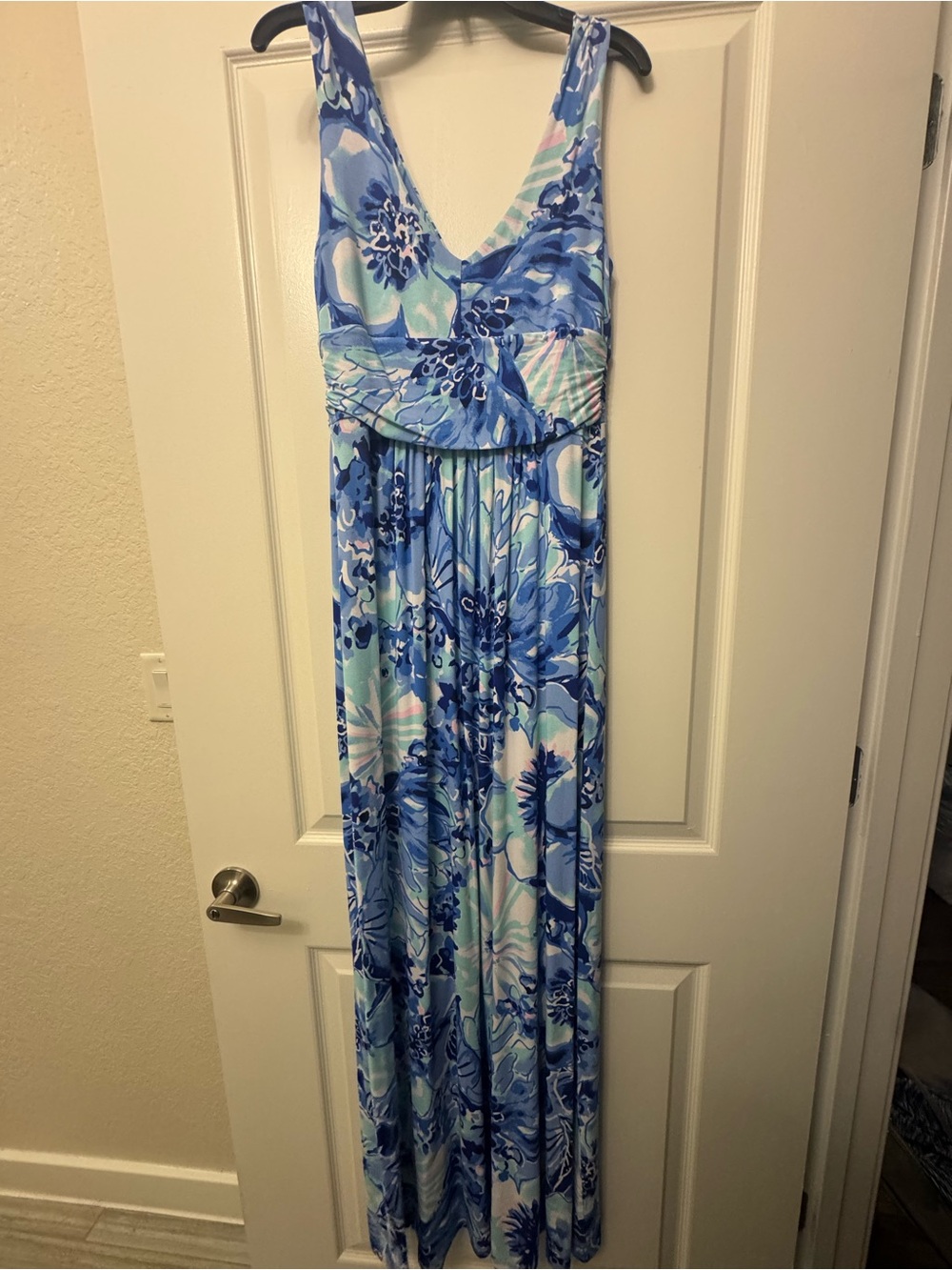 Lilly Pulitzer Pink Blue and Aqua Floral Maxi Dress - Picture 2 of 5